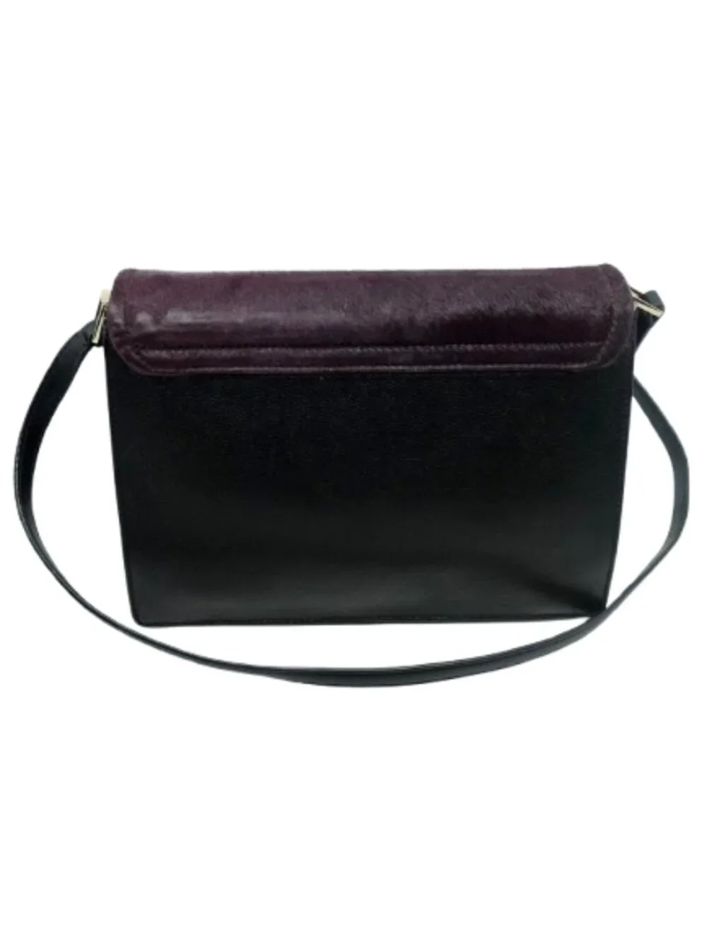 KATE SPADE~SAYRA Hyde Place~BLACK LEATHER PURPLE CALF HAIR CROSSBODY BAG